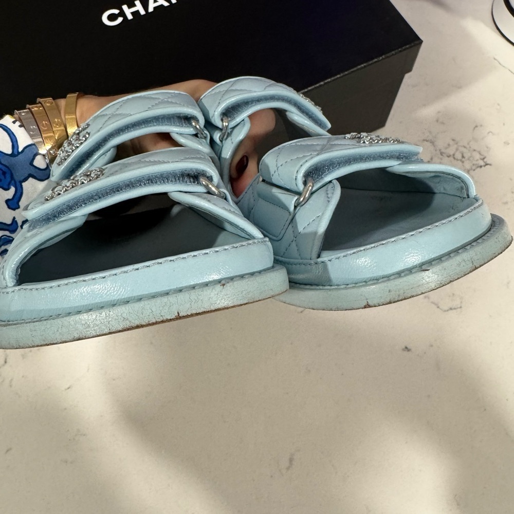 Chanel Blue Quilted Sandals 37 - Picture 6 of 12